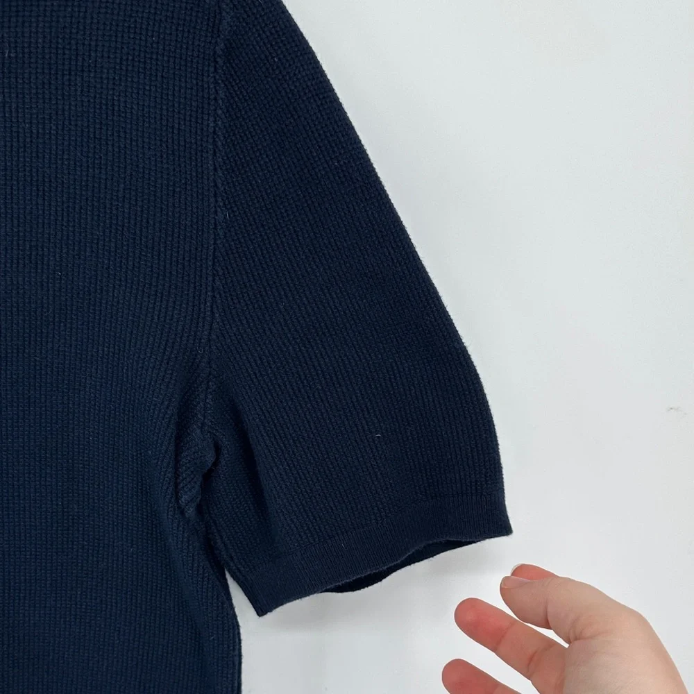 Reiss Men's Old Money Gentleman Retro Business Navy Short Sleeve Polo Shirt SzM - Picture 12 of 15
